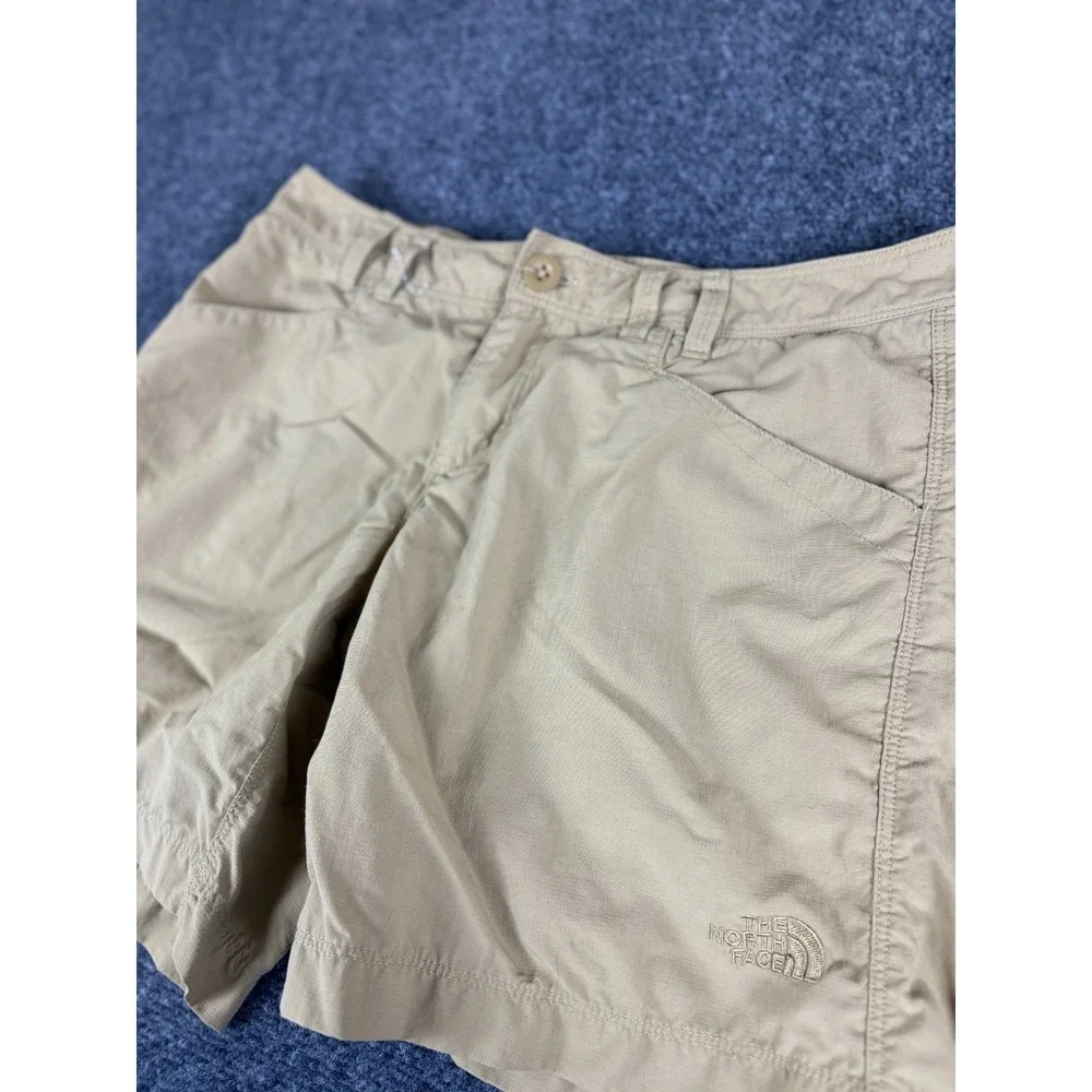 The North Face Horizon Hiking Shorts Women 29x7 Khaki Logo Ripstop Nylon Outdoor